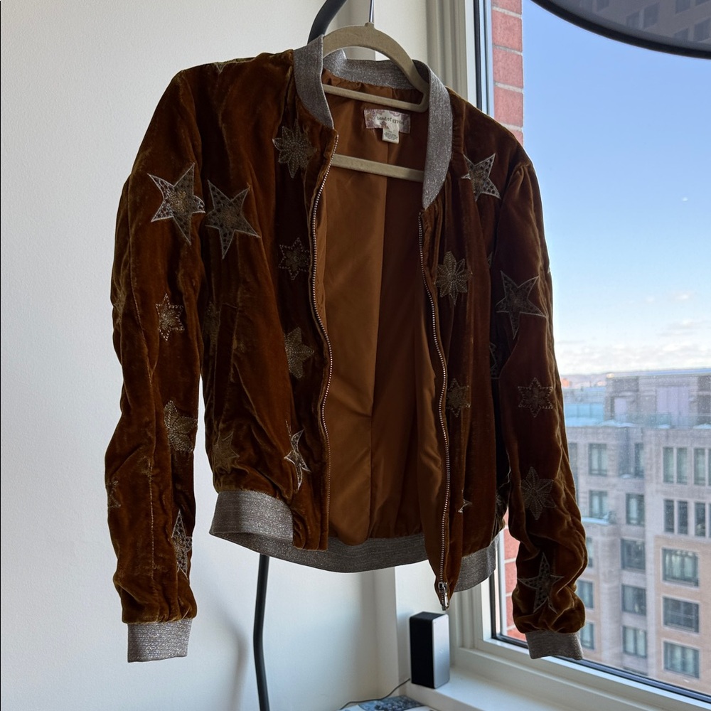 BAND OF GYPSIES L'astre Jacket In Gold Star Velvet In Multi